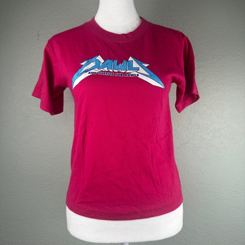 Vtg Dawls And Justice For Dawls T-Shirt Size S Pink Metallica Parody Graphic Tee